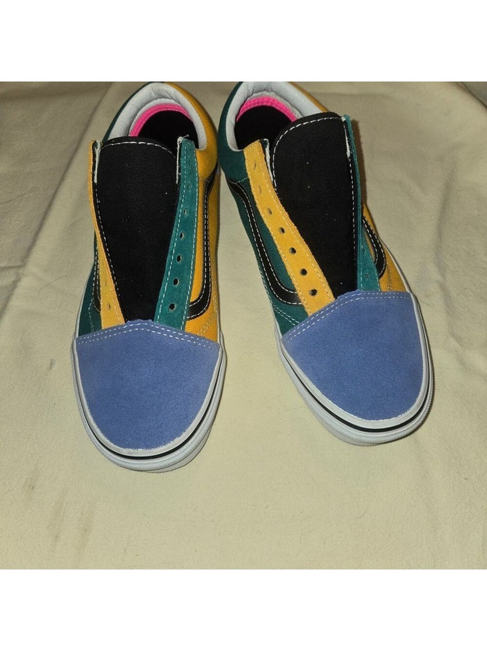 Vans Old Skool Mix & Match Cadmium Yellow Tidepool Colorblock Sneakers